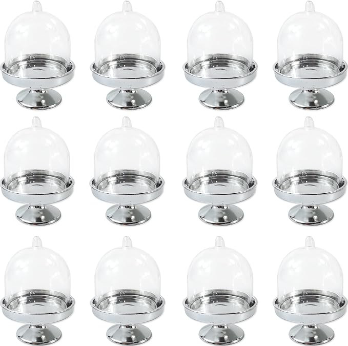 TIHOOD 12PCS Mini Cupcake Stand, Tiny Cake Dome with Clear Plastic For Chocolate, Cheese, Coconut... | Amazon (US)