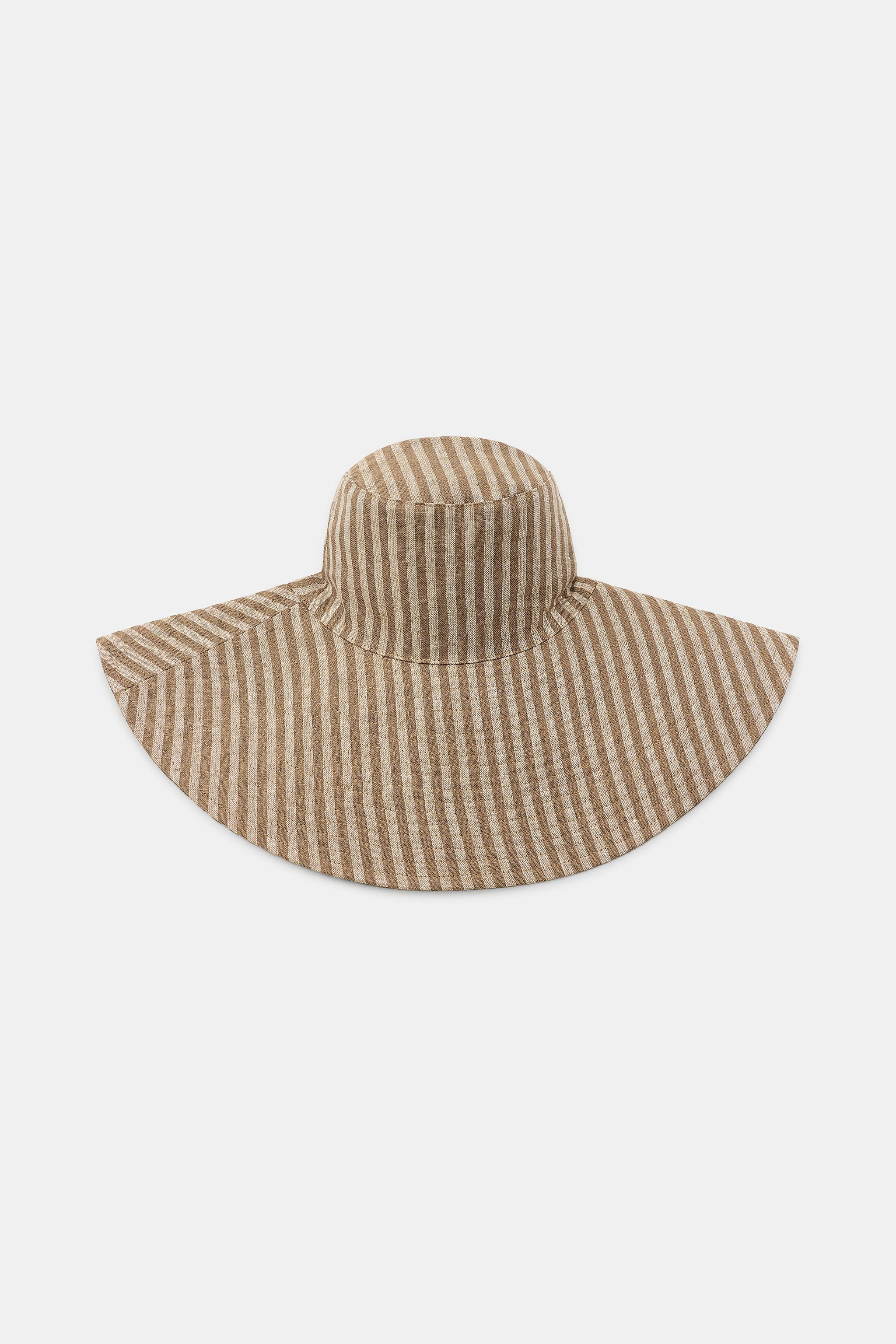 100% LINEN REVERSIBLE STRIPED HAT | Zara UK