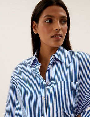 Pure Cotton Striped Oversized Girlfriend Style Shirt | M&S Collection | M&S | Marks & Spencer (UK)