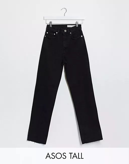 ASOS DESIGN Tall High rise 'effortless' stretch kick flare jeans in black | ASOS (Global)