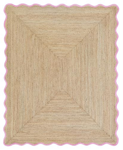 Weaving Village Wave Scalloped Jute Rug - Boho Scallop Rug, Light Pink (11'x14') | Amazon (US)
