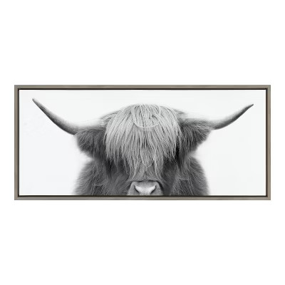 18" x 40" Sylvie Hey Dude Highland Cow by The Creative Bunch Studio Framed Wall Canvas Gr... | Target