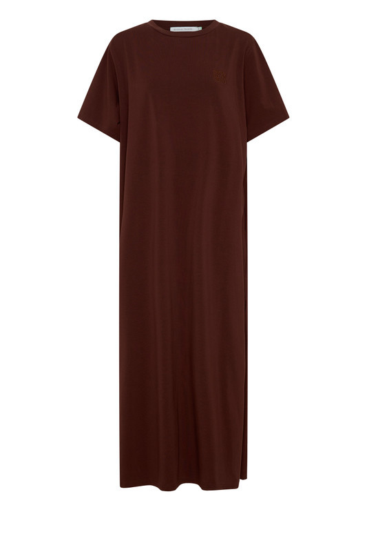 Drop Shoulder Tee Dress in Chocolate | Bohemian Traders