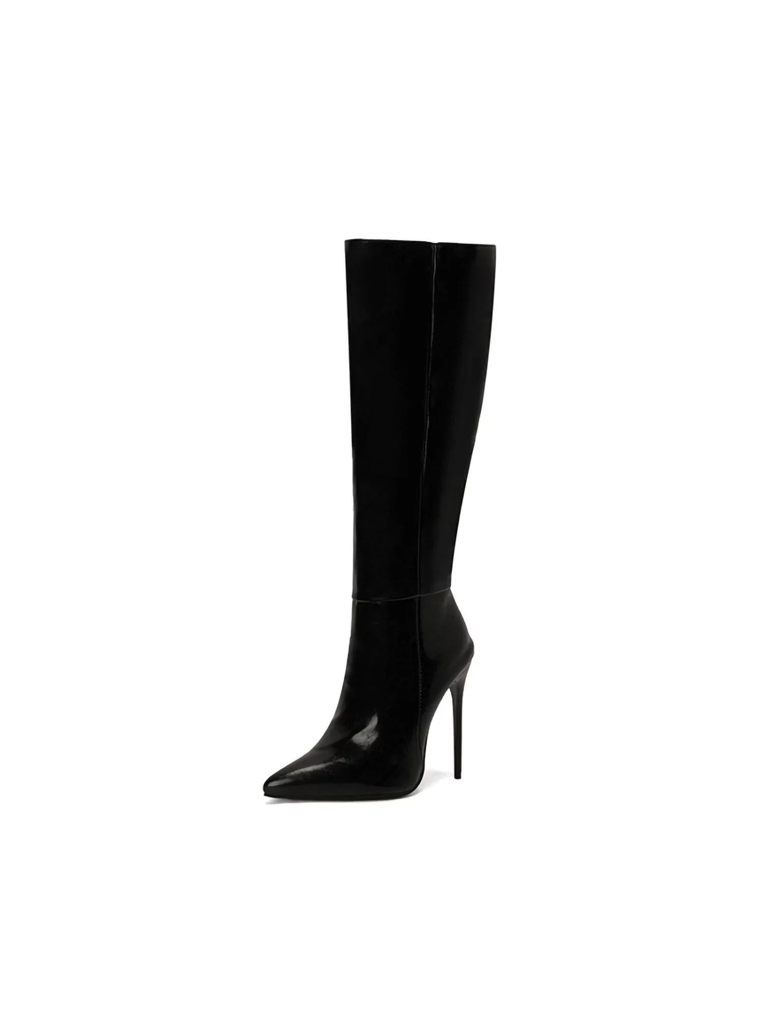 GENILU Womens Non Slip Patent Leather Knee High Boot Pointed Toe Heels Work Long Black 7 - Walmar... | Walmart (US)