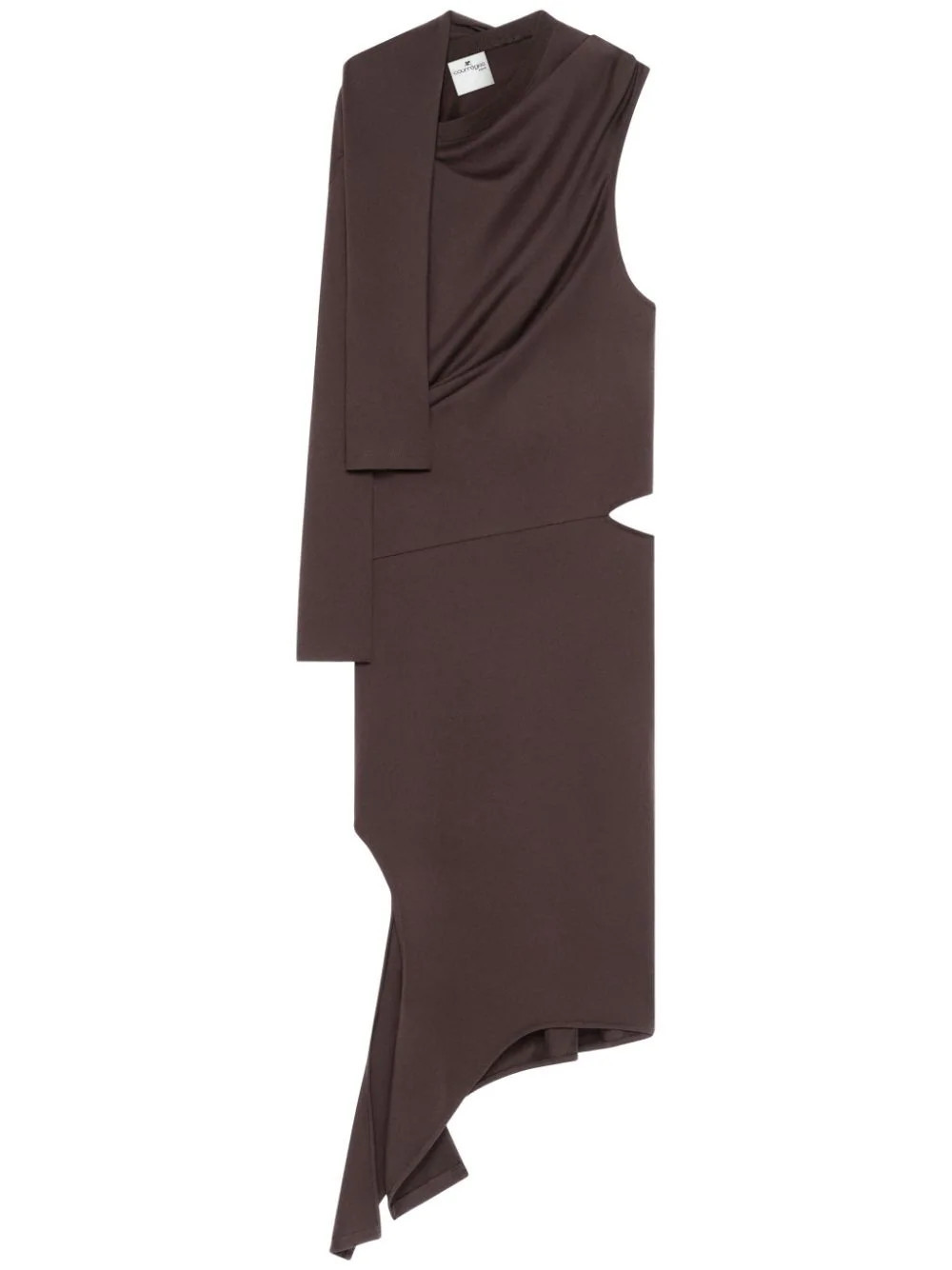 Courrèges draped cut-out dress - Brown | Farfetch Global