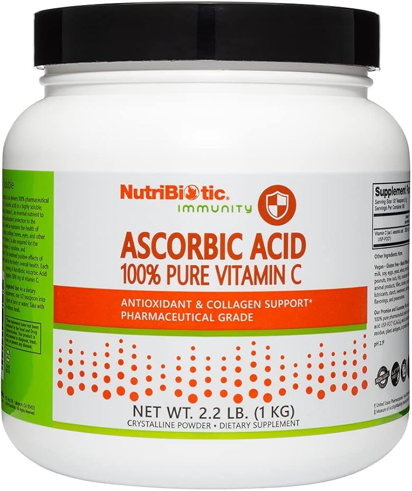 NutriBiotic Ascorbic Acid Vitamin C Powder, 2.2 Lb | Pharmaceutical Grade L-Ascorbic Acid, 2000 M... | Amazon (US)