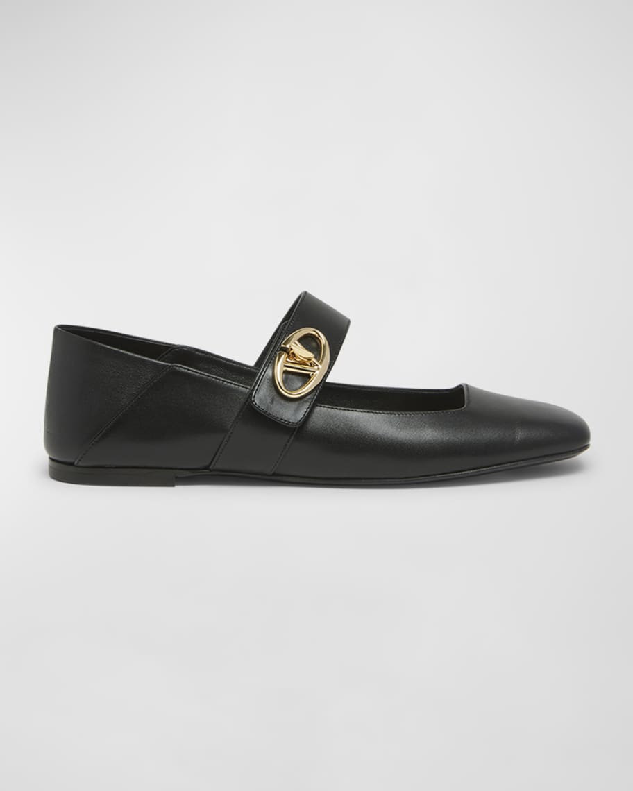 VLogo Leather Mary Jane Ballerina Flats | Neiman Marcus