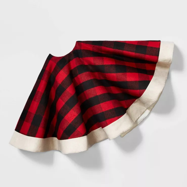 48in Buffalo Plaid Christmas Tree Skirt Black/Red - Wondershop™ | Target