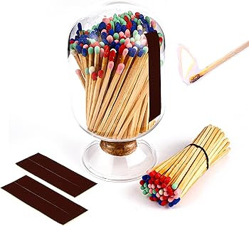 Rainbow Matches Included (100Pcs 3''), Glass Match Cloche with Striker, Glass Match Holder with S... | Amazon (US)