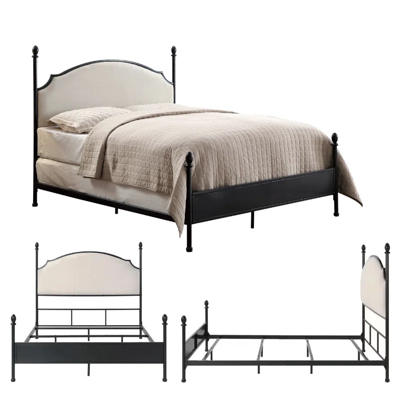 Blakesburg Upholstered Metal Four Poster Bed | Wayfair North America