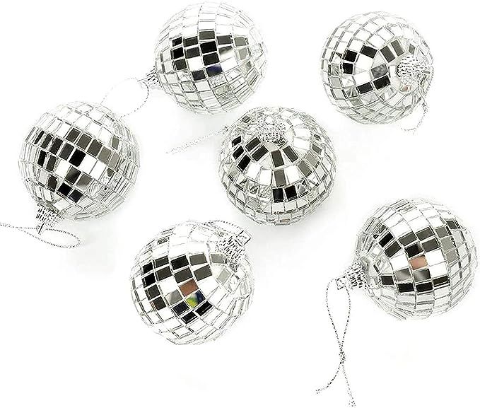 24 pcs 1.8 Inch Disco Ball Mirror Party Christmas Tree Ornament Decoration with Fastening Strap -... | Amazon (US)