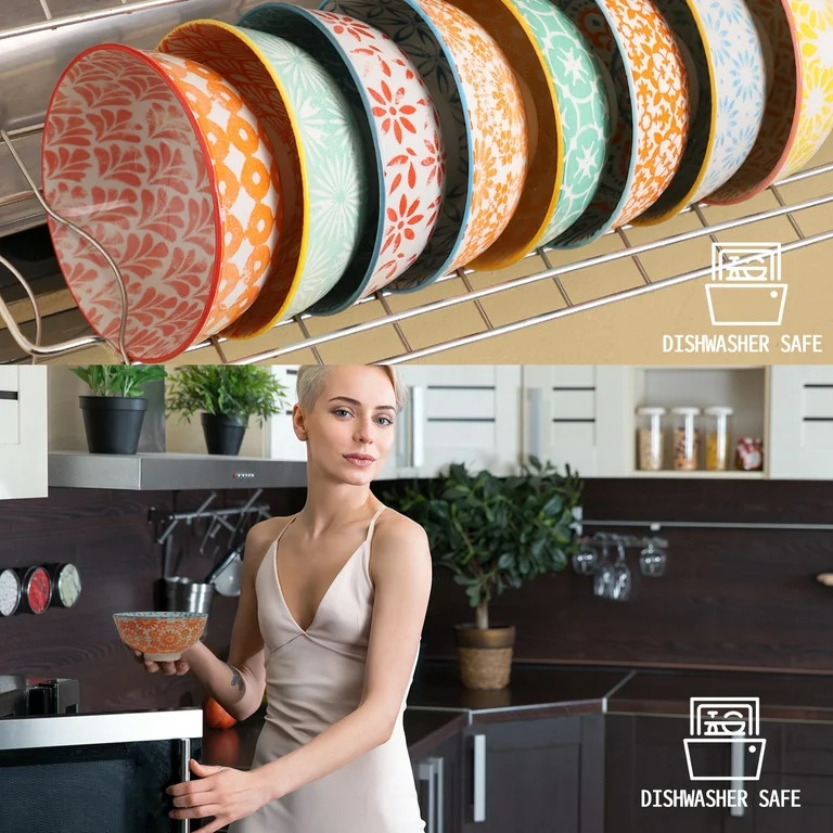 Ceramic Bowls, 10 Ounce Soup Bowls, Set of 8 Ice Cream Bowls for Kitchen, Small Colorful Bowls, D... | Walmart (US)