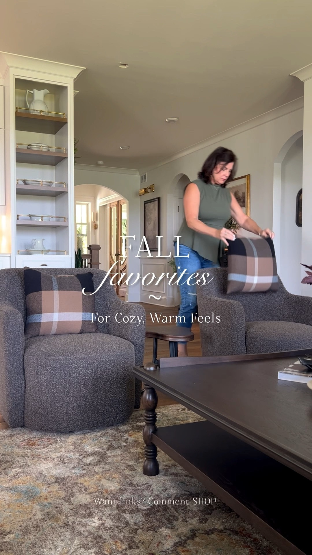 It’s all about the cozy feels for fall. My swivel chairs are currently at a great price. This Loloi rug is so soft and I love the warm color tones. Pillows, throws, vases and stems all add to my cozy vibe  

#LTKSeasonal #LTKFindsUnder50 #LTKHome