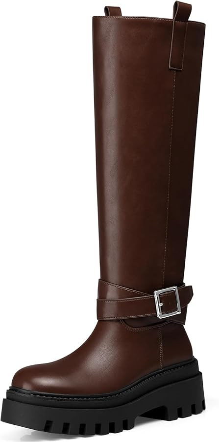 Women Knee High Boots: 2.6 Inch Platform Round Toe Boot - Comfortable Tall Long Boots, 2025 Fashi... | Amazon (US)