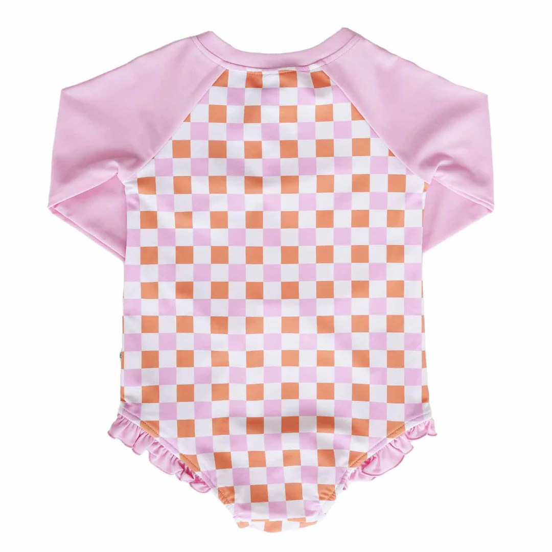 Long Sleeve Rash Guard with Front Zipper | Check Me Out | Caden Lane