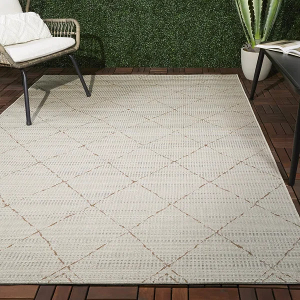 Mendocino Geometric Beige Indoor/Outdoor Area Rug | Wayfair Professional