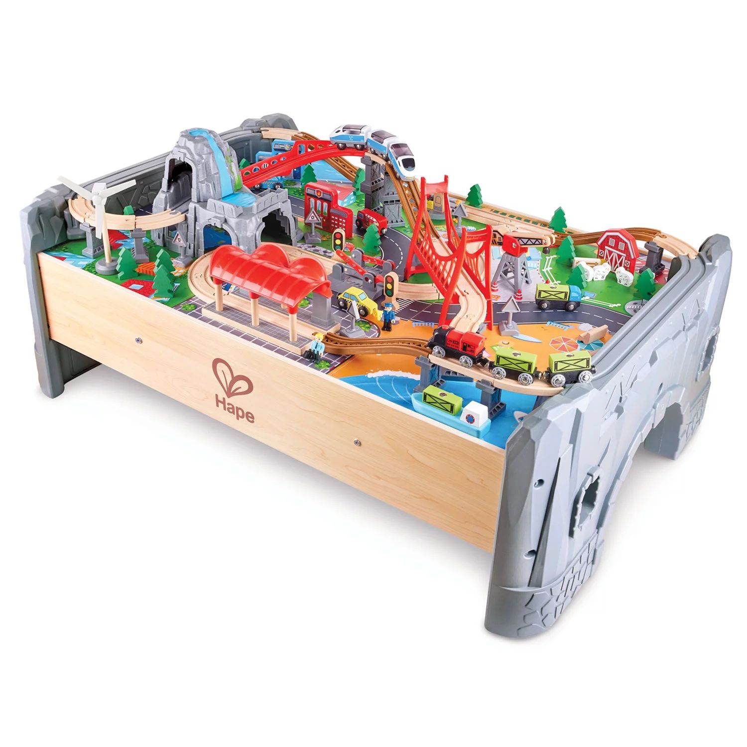 Hape Rockwall Train Adventure Motorized Train Set with Storage Table | Sam's Club