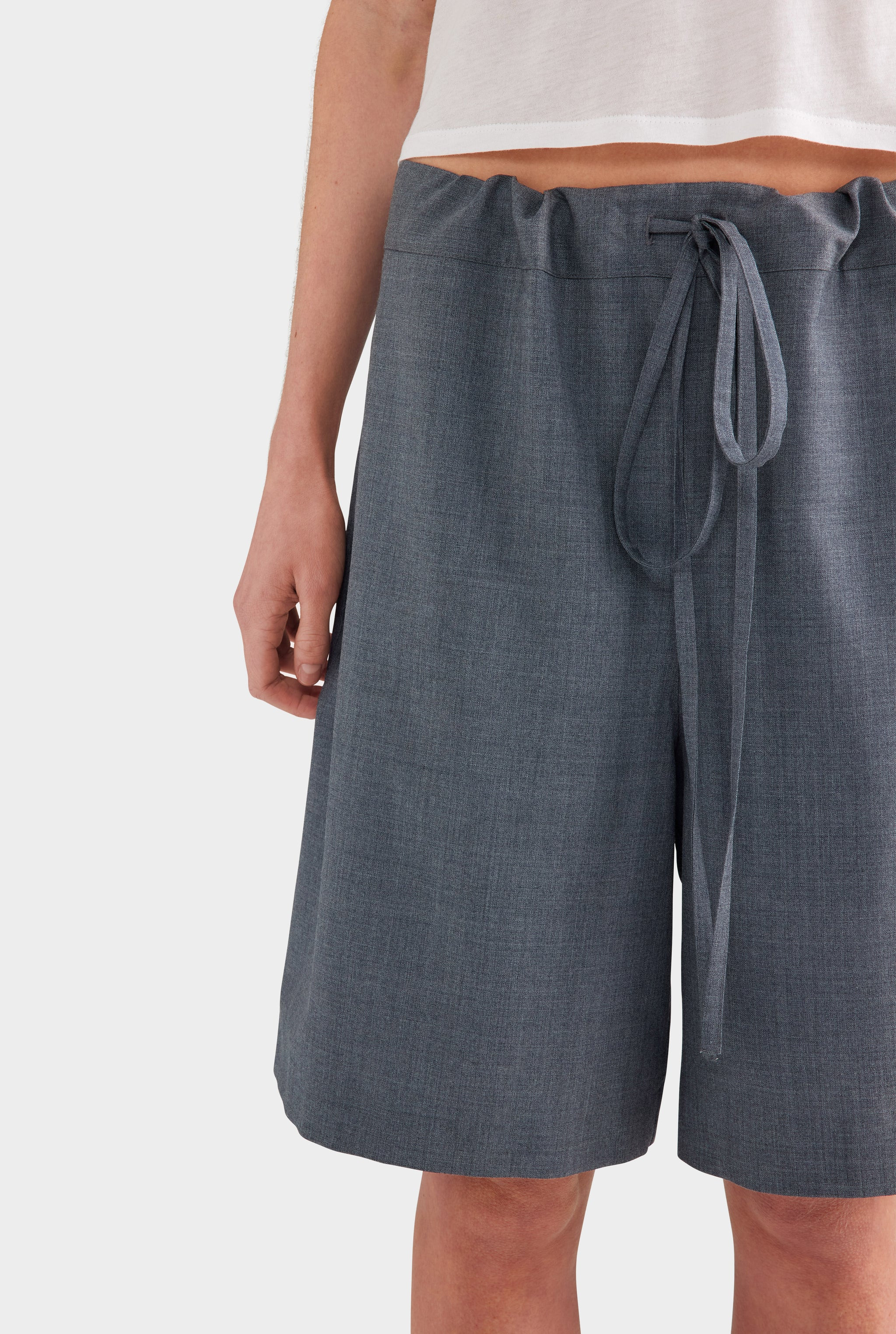 Drawstring Wool Bermuda Short Dark Grey Marl | Venroy | Venroy AU