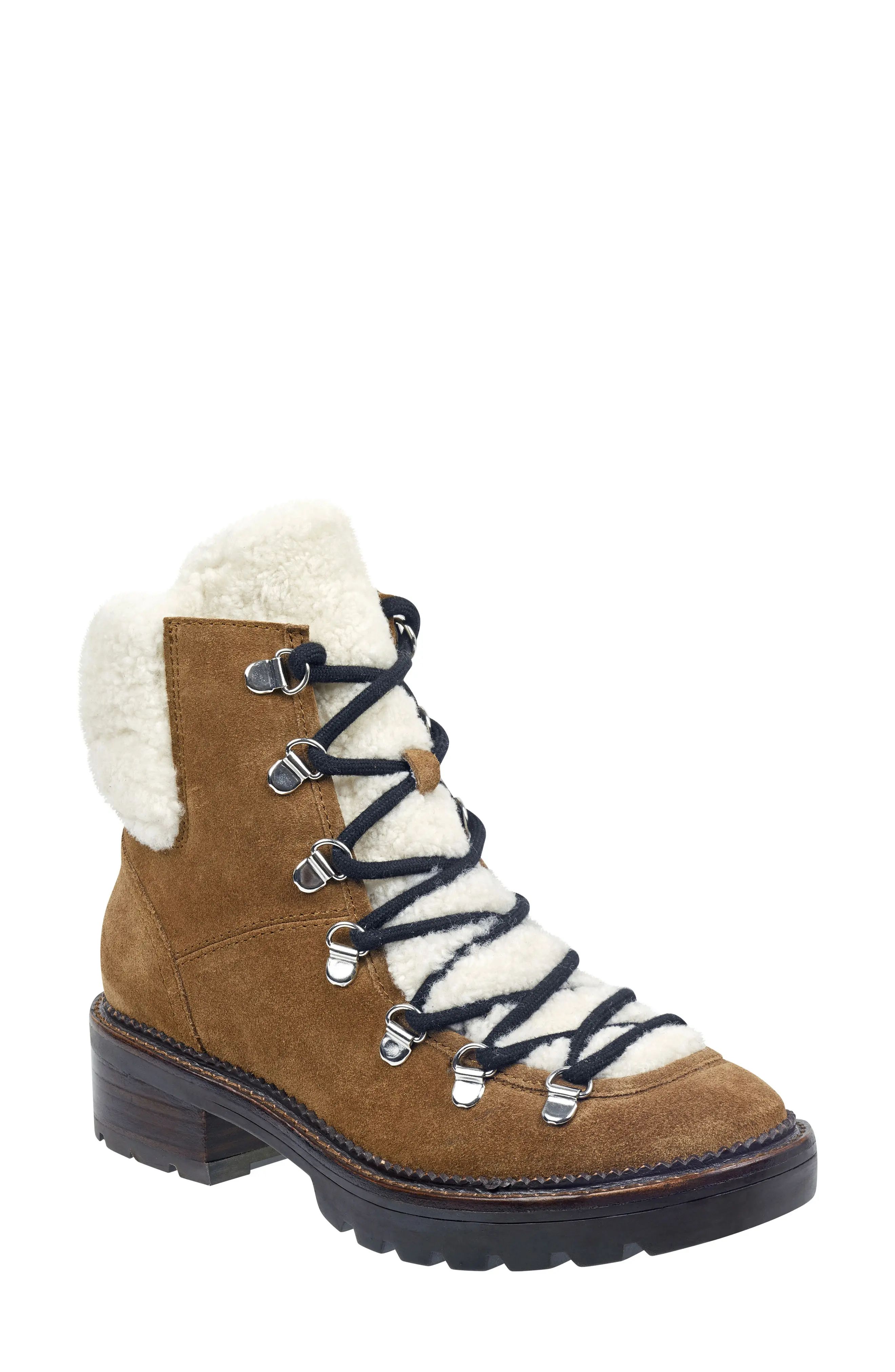 Marc Fisher LTD Capell Genuine Shearling Cuff Lace-Up Boot (Women) | Nordstrom