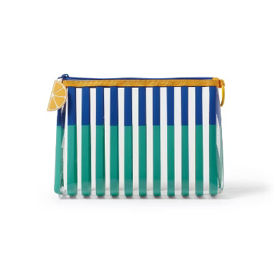 2 Color Striped Pouch - Blue/Teal - Silicone Pull | Target