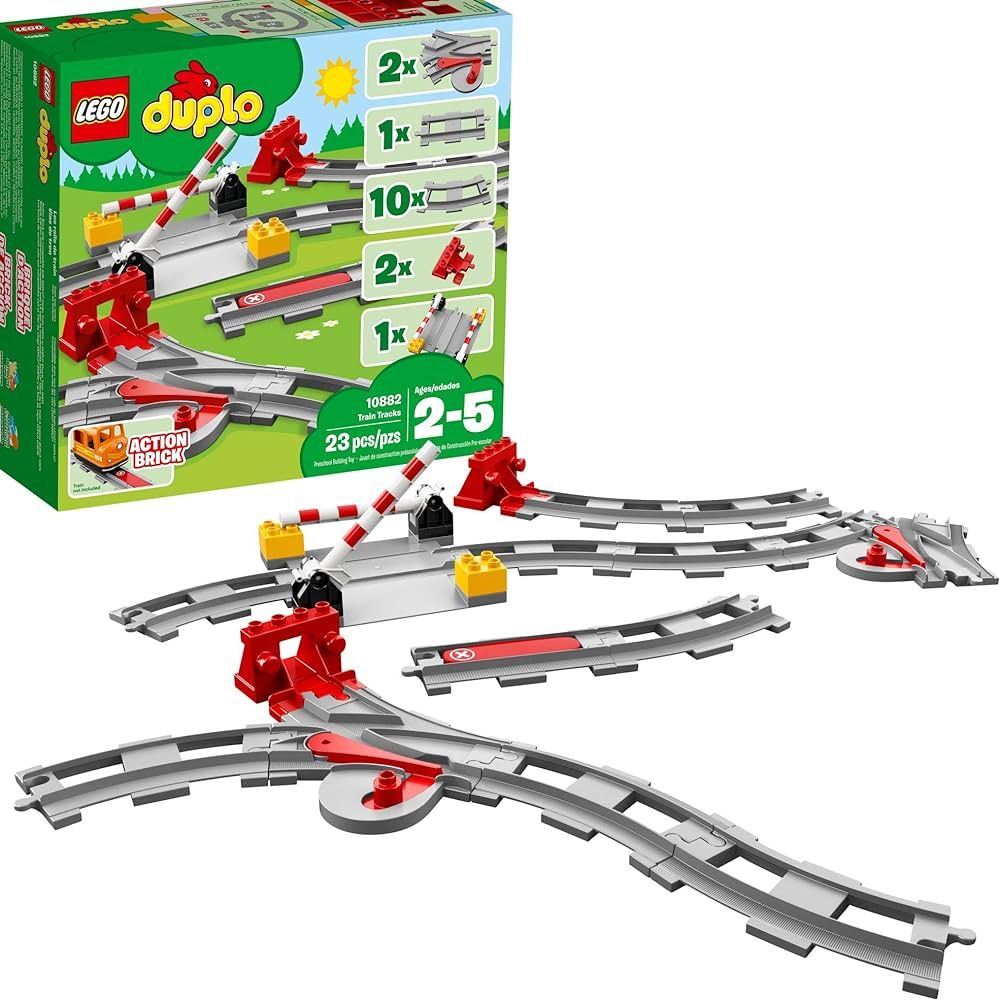 LEGO DUPLO Town Train Tracks Expansion Set 10882 - Building Block Railway Toys for Toddlers, Dupl... | Amazon (US)