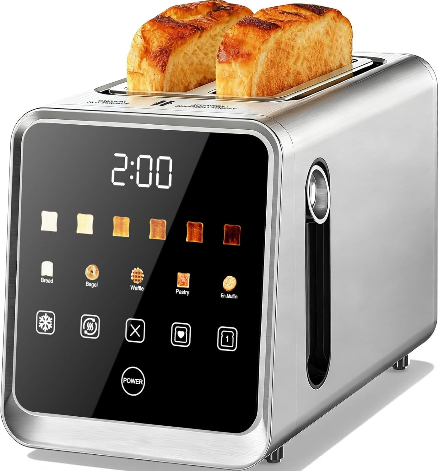 Smart Toaster 2 Slice, Touch Screen Stainless Steel Toaster Wide Slots | Amazon (US)