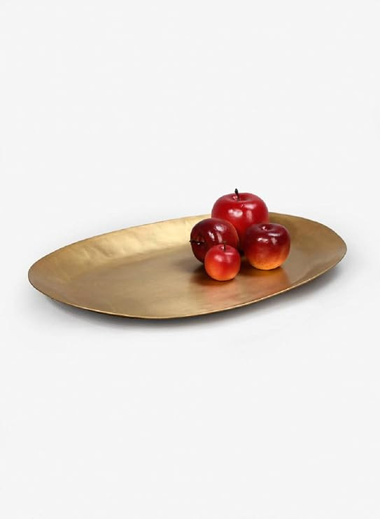 Serene Spaces Living Antique Oval Raw Brass Tray, Hammered Decorative Metal Tray Use as Holder fo... | Amazon (US)