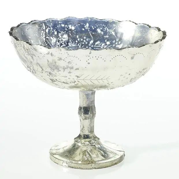 Mercury Glass Silver Compote 7 Inch | Antique Farm House