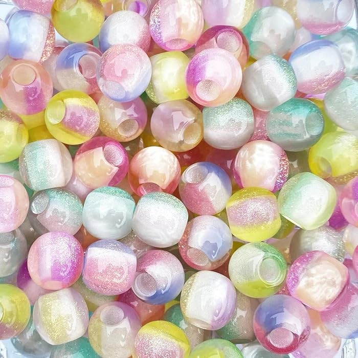 60Pcs Resin Large Hole Beads for Craft, Hair Beads, 12mm Barrel Beads | Amazon (US)