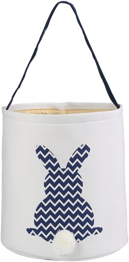 E-FirstFeeling Easter Basket for Kids Canvas Easter Bunny Basket Rabbit Easter Egg Hunt Basket Ba... | Amazon (US)