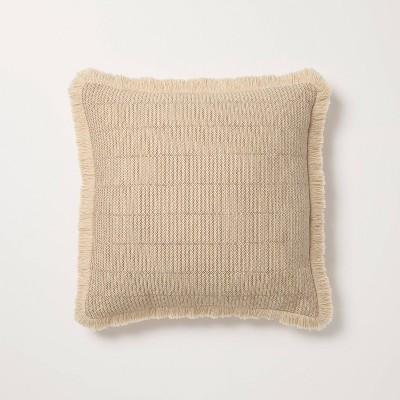 18"x18" Textured Woven Square Toss Pillow Light Natural - Hearth & Hand™ with Magnolia | Target