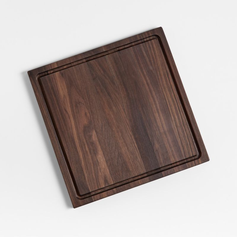 Crate & Barrel Reversible Walnut Wood Cutting Board/Cheese Serving Board 16"x16"x0.75" + Reviews ... | Crate & Barrel