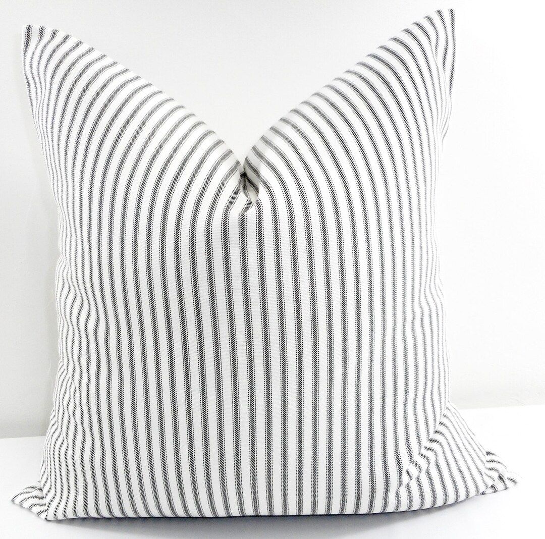 FARMHOUSE PILLOW, Stripe Pillow Cover, Ticking Stripe Pillow Cover, Classic Stripe, Throw Pillow,... | Etsy (US)