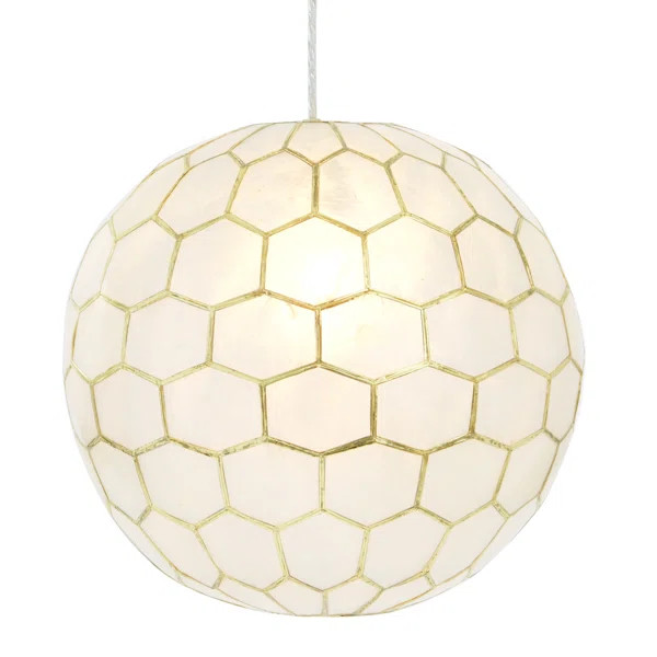 13" H x 14" W x 14" D Gold Camden 1 - Light Unique Globe Pendant with Capiz Accents | Wayfair Professional