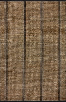 Colton CON-01 Natural/Black Jute/Cotton Handwoven Striped Area Rug | Rugs Direct