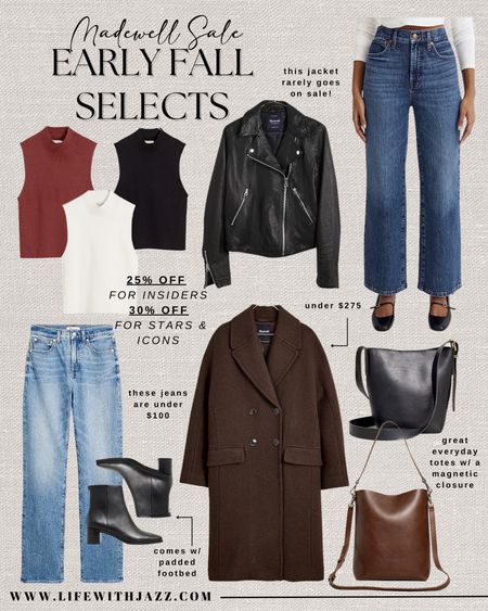 Madewell early fall selects / insider event

- 25% off everything for insiders & 30% off everything for stars and icons now through 9/25th

• The vintage wide-leg jean in hillson wash run 1-2 sizes smaller than normal Madewell jean sizing

#LTKSeasonal #LTKsalealert #LTKstyletip