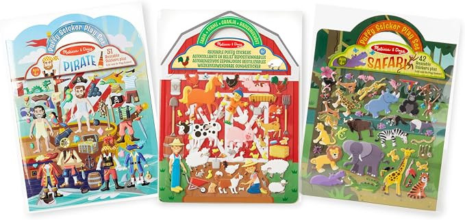 Melissa & Doug Puffy Sticker Activity Books Set of 3 – Safari, Pirate &On The Farm, with Reusab... | Amazon (US)