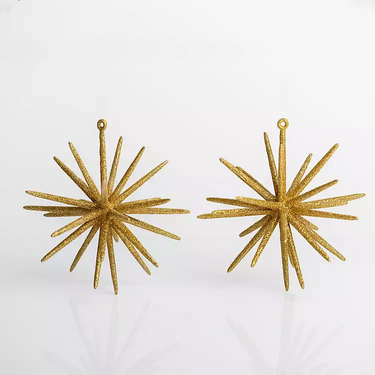 Gold Glitter Sputnik Ornaments, Set of 2 | Kirkland's Home