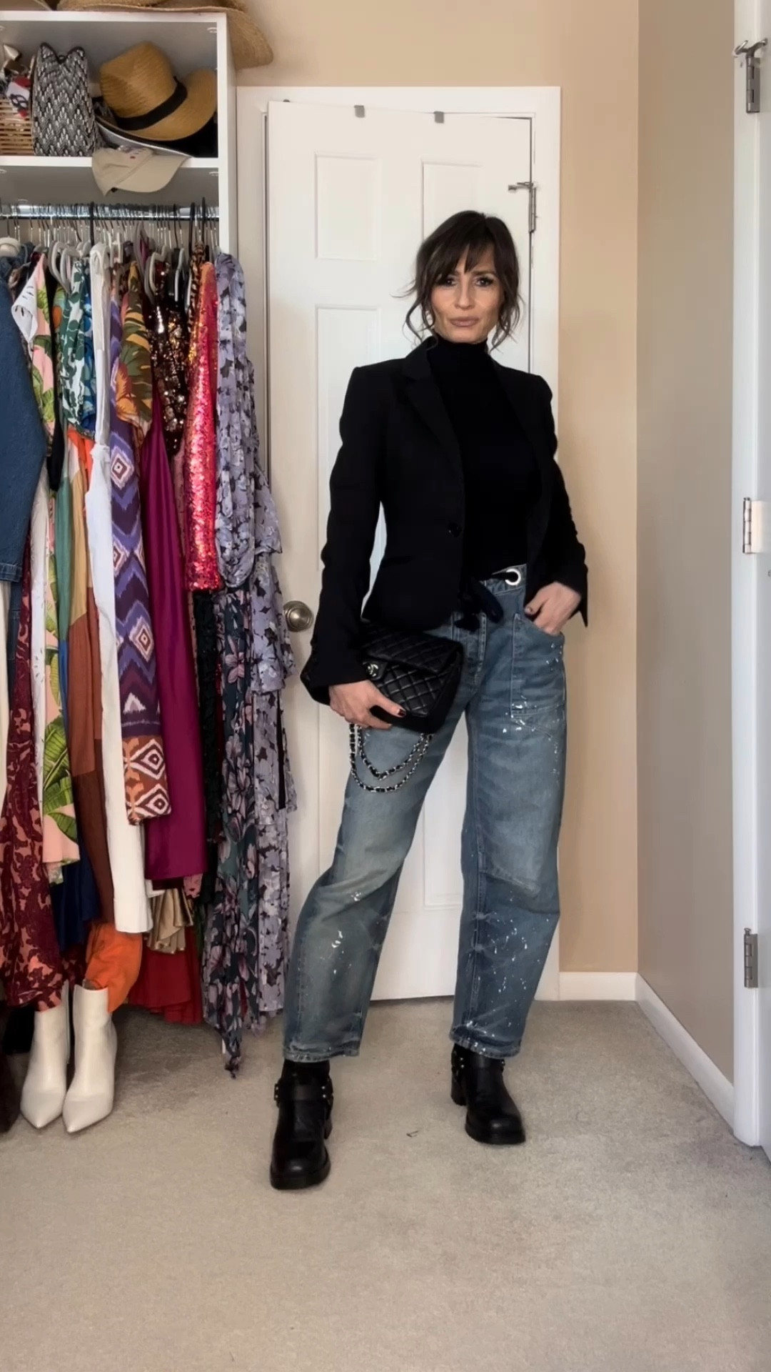 These Free People wide leg jeans are ADORABLE! They were out of stock for a while’ fully stocked now!! It fits true to size. I’m wearing a size 24

Boots fit true to size and are super comfortable. Looks really cute with dresses as well! 

Blazer and turtleneck also fot true to size.

Lipstick color is Modest and Lip liner. whirl

#LTKstyletip #LTKshoecrush #LTKover40