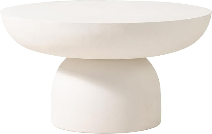 Modern 23.62" Round Coffee Table with Glass Fiber Cylindrical Base, Drum Center Table, Circular M... | Amazon (US)