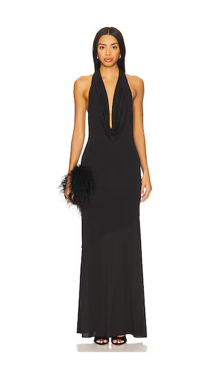 Dani Midi Dress With Sheer Panel in Black | Revolve Clothing (Global)