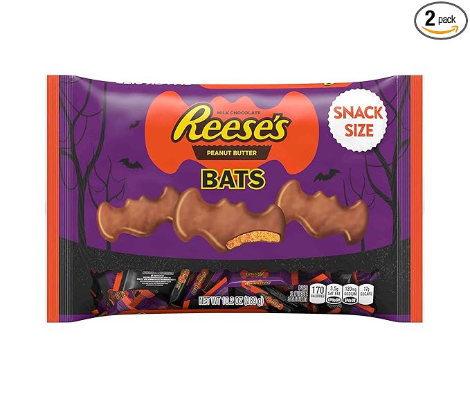 Reese's Halloween Snack Size Peanut Butter Bats 10.2oz Bag - 2 Pack | Amazon (US)