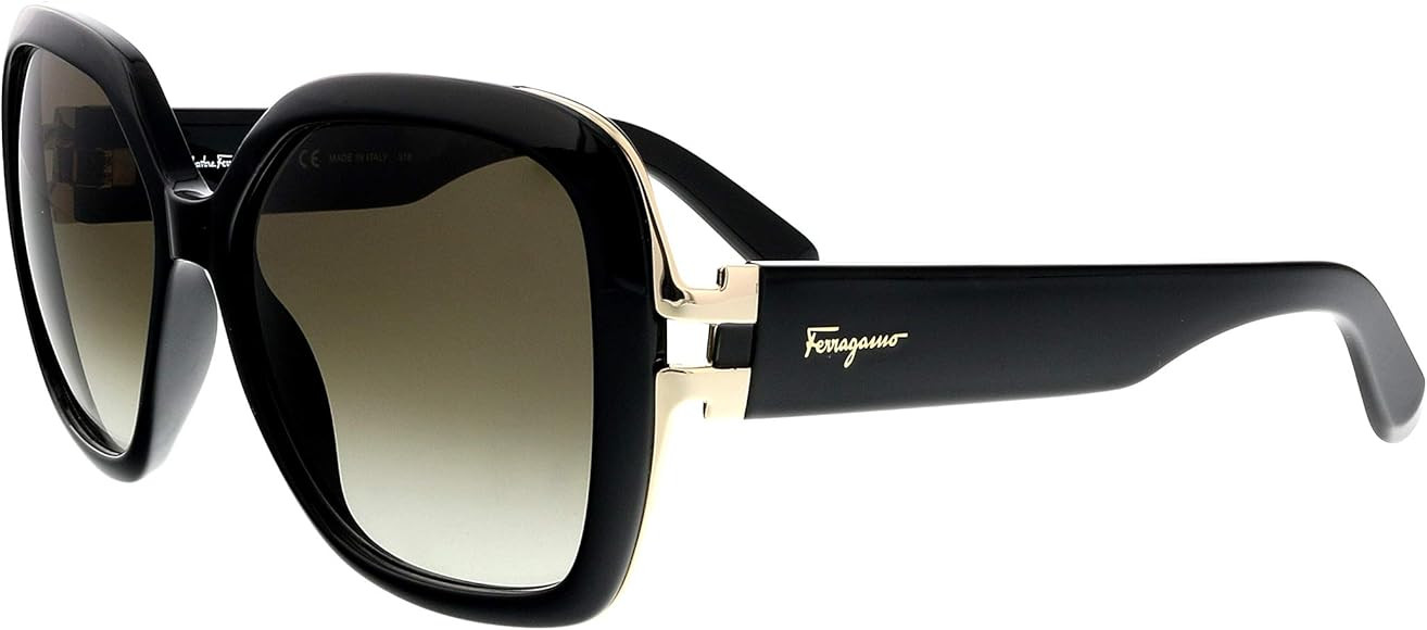 Salvatore Ferragamo - GANCINO SF 781S, Geometric, acetate, women, BLACK/DARK GREY SHADED(001 R), ... | Amazon (US)