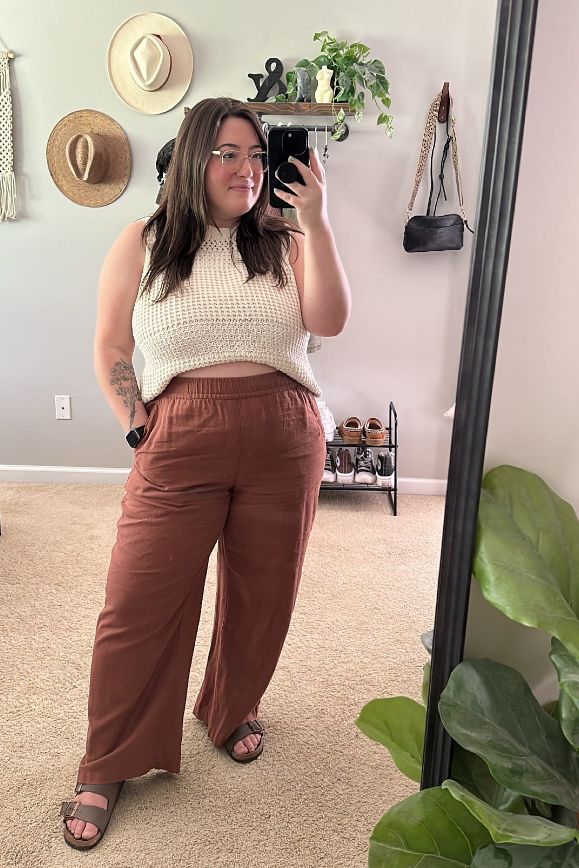 End of summer/transitional fall outfit - 
Linen pants - large
Knit tank - xl
Birks - 7

#LTKcurves #LTKSeasonal #LTKstyletip