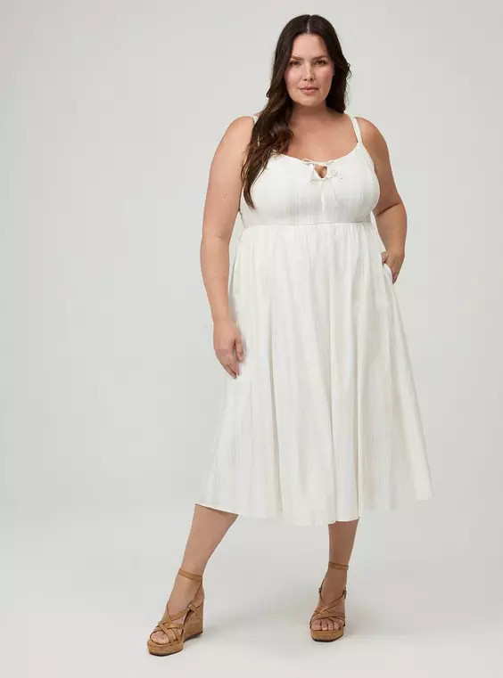 Double Tie Front Midi Dress in Black | Torrid (US & Canada)