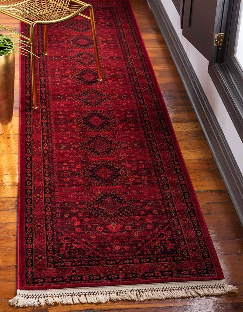 Unique Loom Tekke Collection Area Rug - Sheibani (2' 7" x 10' Runner, Red/ Black) | Amazon (US)