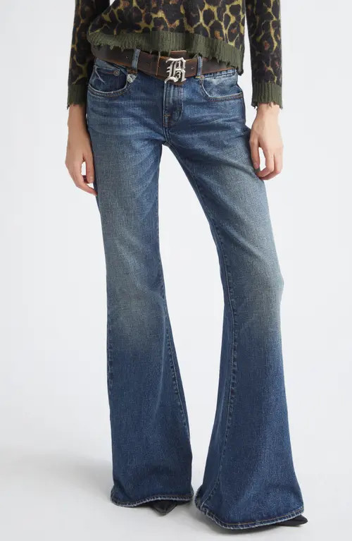 R13 Overflow Boyfriend Flare Jeans in Mire Blue Stretch at Nordstrom, Size 27 | Nordstrom
