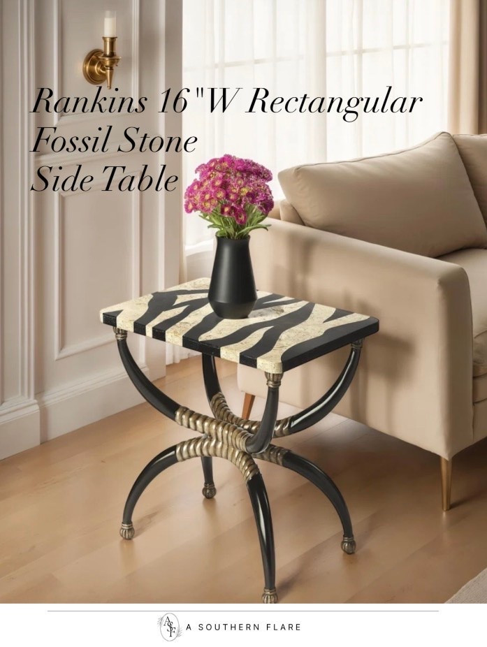 Rankins 16"W Rectangular Fossil Stone
Side Table/ Home Decor