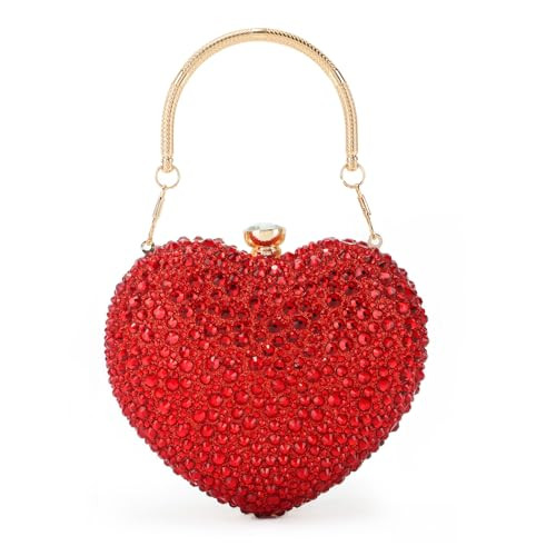 GOKTOW Red Heart Shaped Purse,Valentines Purses and Handbags,Mini Rhinestone Evening Purse Clutch for Womens | Amazon (US)