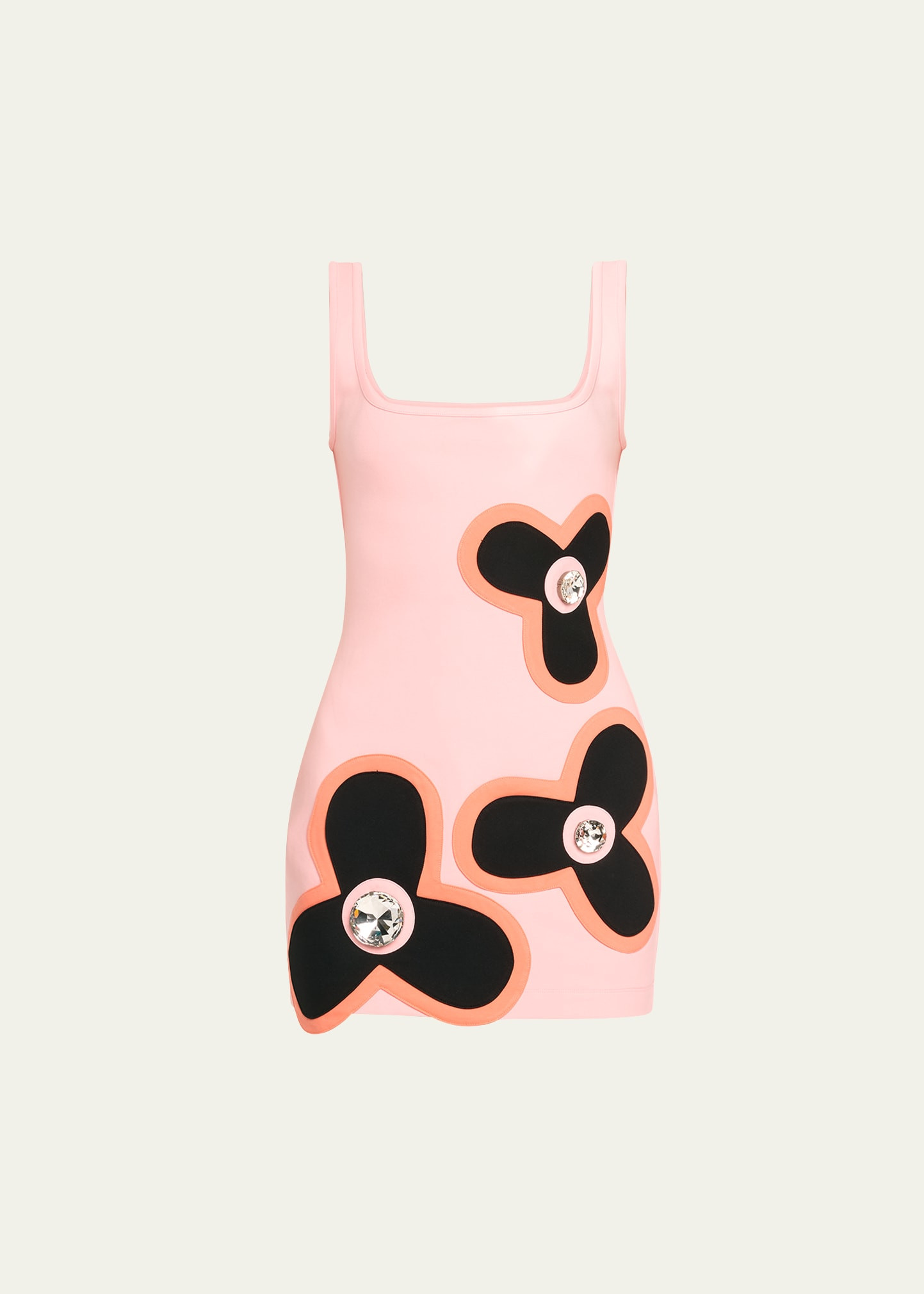 AREA Colorblock Flower Mini Dress with Crystal Detail | Bergdorf Goodman